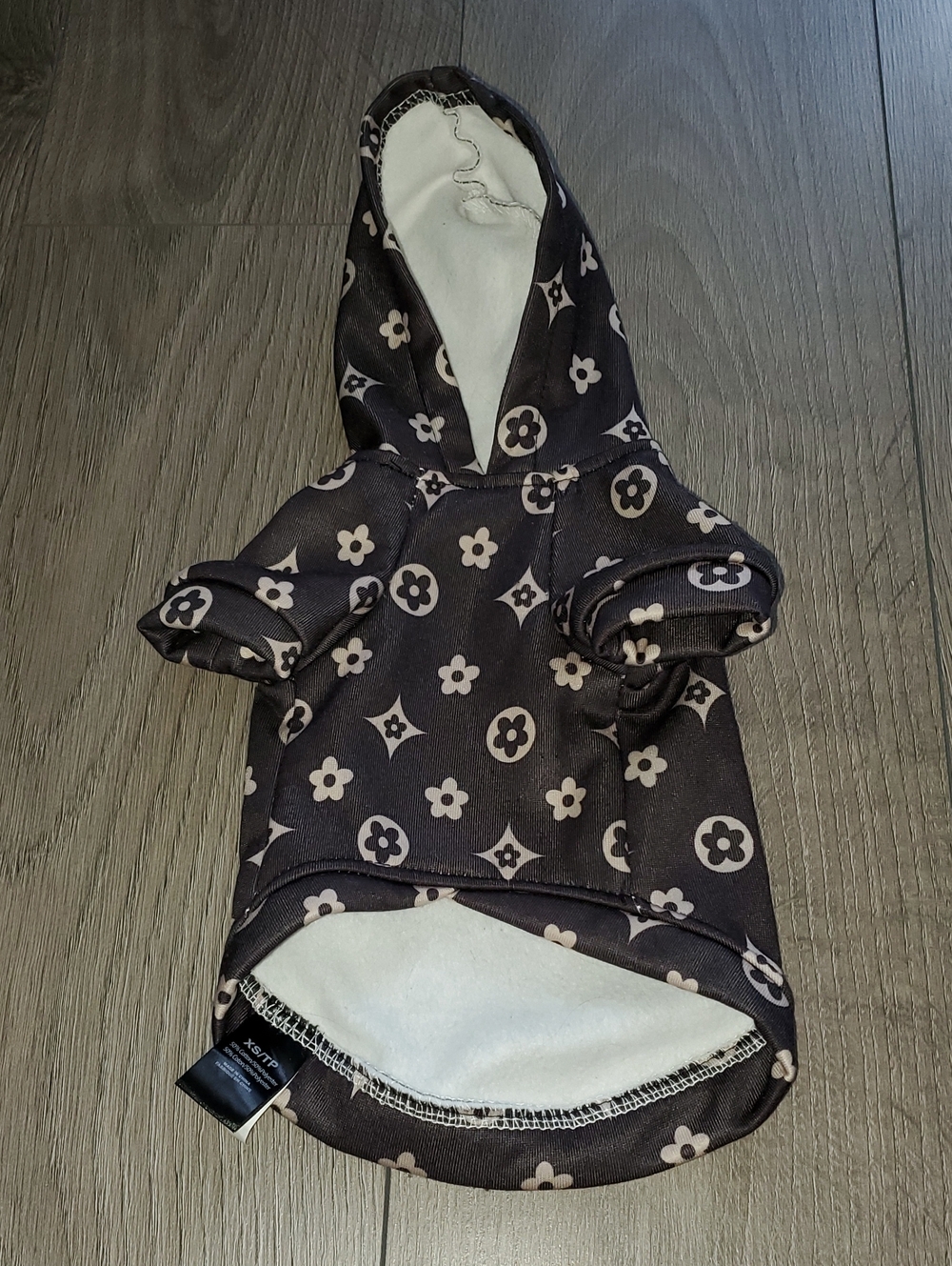 Small DOG/CAT Designer-Style Brown & Cream Hoodie f